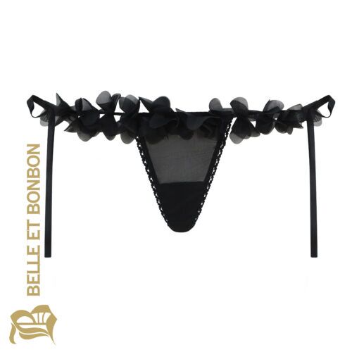 Fifi Black Petal Thong