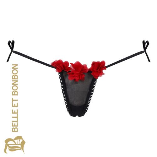 Fifi Cherry & Black Petal Thong